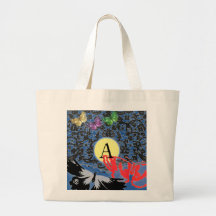 TOTE BAG BLACK LACE CUSTOM ANFANGS UND BUTTERFLIES