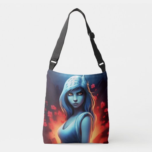 Tote Bag Blue Girl Tragetaschen Mit Langen Trägern (Vorderseite)