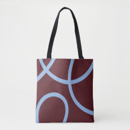 Tote Bag – Blue Lines on Burgundy Tasche