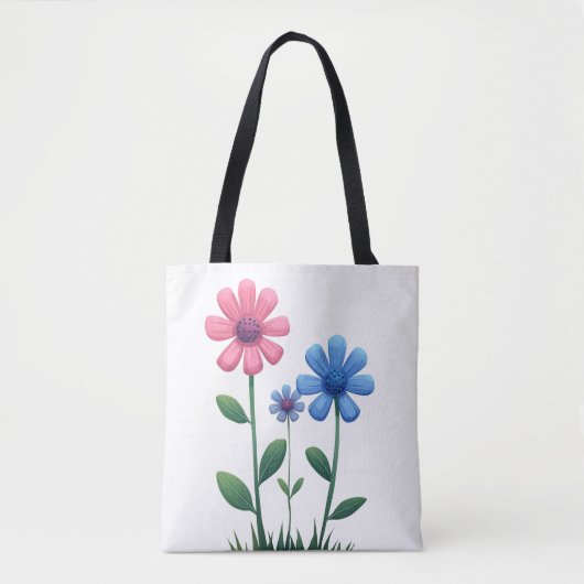 Tote Bag Blue & Pink flower Tasche (Vorderseite)