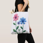 Tote Bag Blue & Pink flower Tasche (Von Nahem)