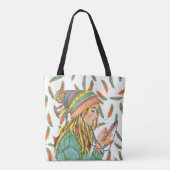 Tote Bag Boho Hat Girl Feather Tasche (Rückseite)