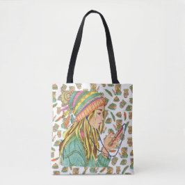 Tote Bag Boho Hat Girl Tasche