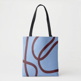 Tote Bag – Burgundy Lines on Blue Tasche