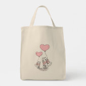 Tote Bag Cat Pink Hearts  Tragetasche (Rückseite)
