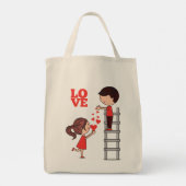 Tote Bag Couple Love Red Hearts  Tragetasche (Rückseite)