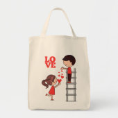Tote Bag Couple Love Red Hearts  Tragetasche (Vorne)
