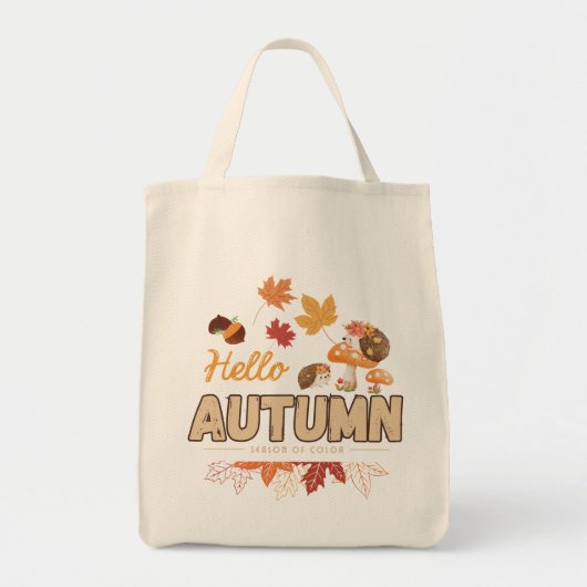 Tote Bag – Cute Hedgehogs, Mushrooms  Tragetasche (Vorne)