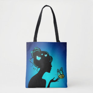 Tote Bag Die Frau der blauen Schmetterlinge Tasche