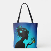 Tote Bag Die Frau der blauen Schmetterlinge Tasche (Rückseite)