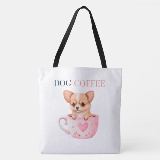 Tote Bag Dog Coffee Tasche (Vorderseite)