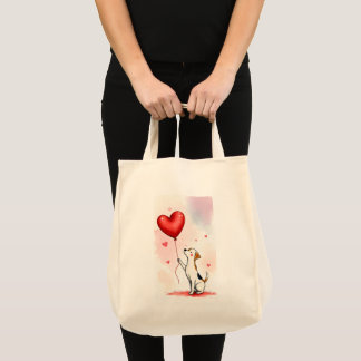 Tote Bag Dog Pink Hearts Tragetasche