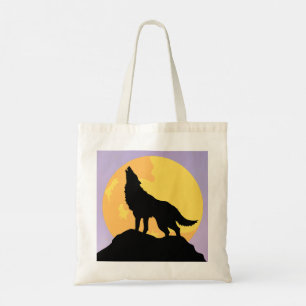 Tote Bag ein Wolf heult den Mond an. Tragetasche
