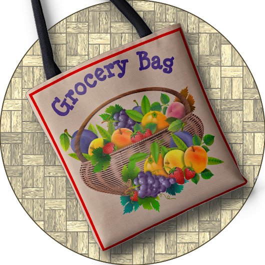 TOTE BAG - farbenfroher Obstkorb #2 - zweiseitig Tasche