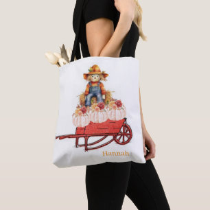 Tote Bag, Frohes Halloween Vogelscheuche Kürbis Tasche
