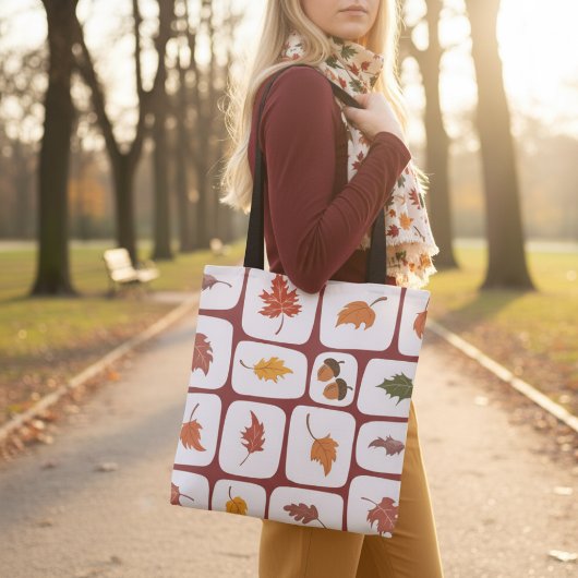 Tote Bag für Herbstleaves & Acorns-Gittermuster Tasche