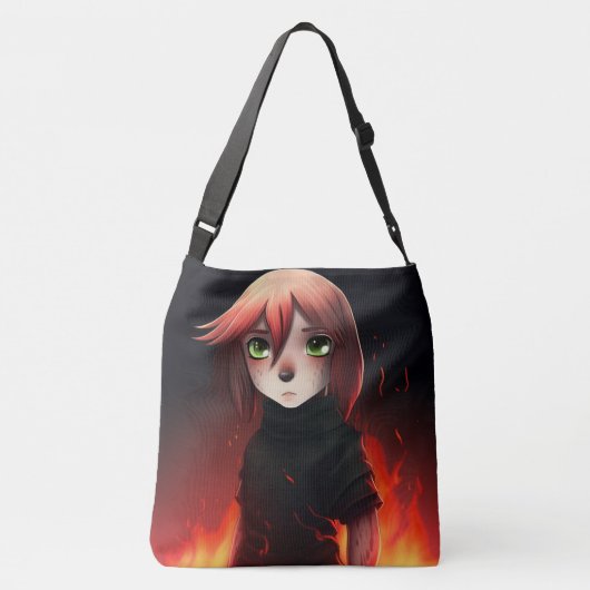 Tote Bag Girl with Fire Tragetaschen Mit Langen Trägern (Rückseite)