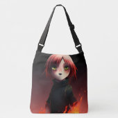 Tote Bag Girl with Fire Tragetaschen Mit Langen Trägern (Vorderseite)