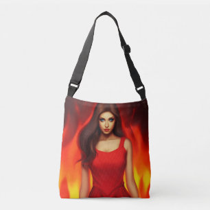 Tote Bag Girl with red dress Tragetaschen Mit Langen Trägern