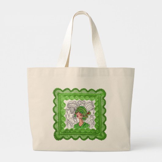 Tote Bag Green Flapper Girl Jumbo Stoffbeutel (Rückseite)