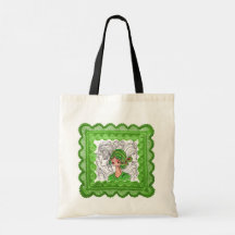 Tote Bag Green Flapper Girl