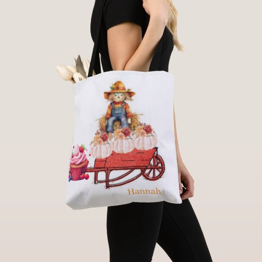 Tote Bag, Halloween Geburtstag Vogelscheuche Pumpk Tasche (Von Nahem)