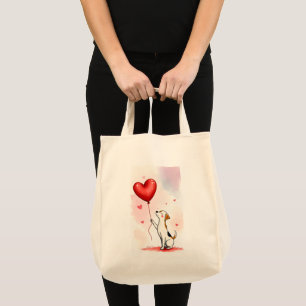 Tote Bag Hund Rosa Herzen Tragetasche