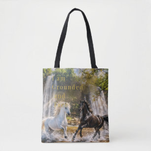 Tote Bag „Ich bin geerdet und frei“ Pferd Wasserfa Tasche