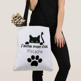 Tote Bag Ich liebe meine Katze Pistache Tasche