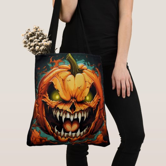 Tote Bag Invasion des Furious Pumpkins Tasche (Von Nahem)