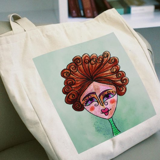 Tote Bag - Jumbo (Whimsical Woman - 01) Stoffbeutel