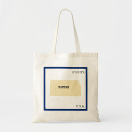 Tote Bag - Kansas State Karte mit Stadt Tragetasche