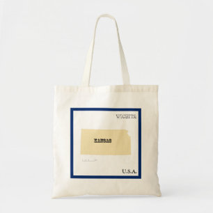 Tote Bag - Kansas State Karte mit Stadt Tragetasche