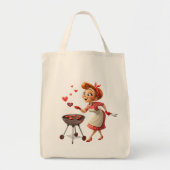 Tote Bag Lady Kochen Liebe Rote Herzen Tragetasche (Vorne)