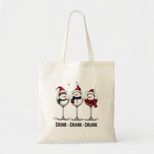 Tote Bag   Lustiger Weihnachtsmann-Weinglas Tragetasche