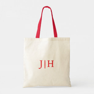 Tote Bag mit rotem Griff und rotem Monogramm Tragetasche