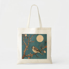 Tote Bag – Mondbeschienener Vogel auf einem Blüten Tragetasche