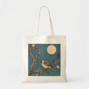 Tote Bag – Mondbeschienener Vogel auf einem Blüten Tragetasche