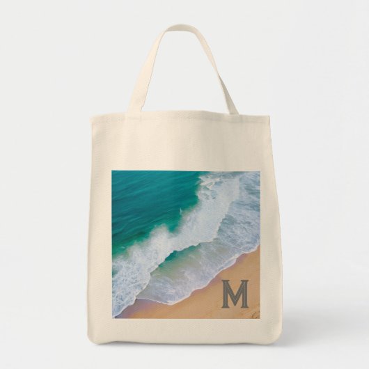 Tote Bag Ozeanwellensurfdesign Monogramm-Geschenk Tragetasche (Vorne)