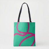 Tote Bag – Pink Lines on Green Tasche (Vorderseite)