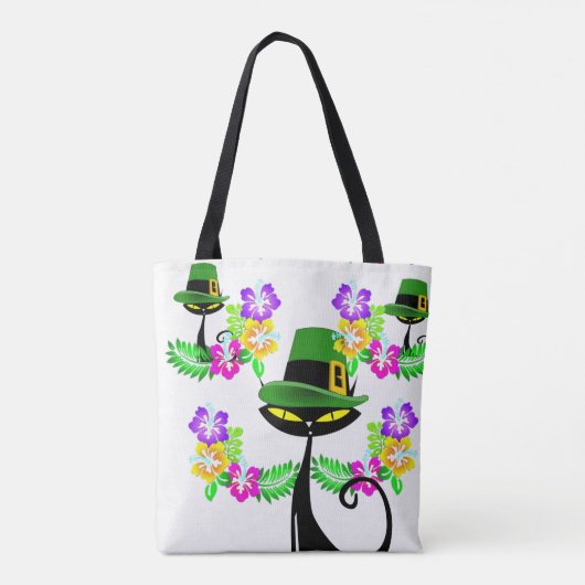 Tote Bag Saint Patrick's Day Cat Floral Tasche (Rückseite)
