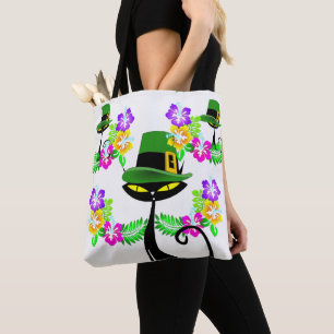 Tote Bag Saint Patrick's Day Cat Floral Tasche