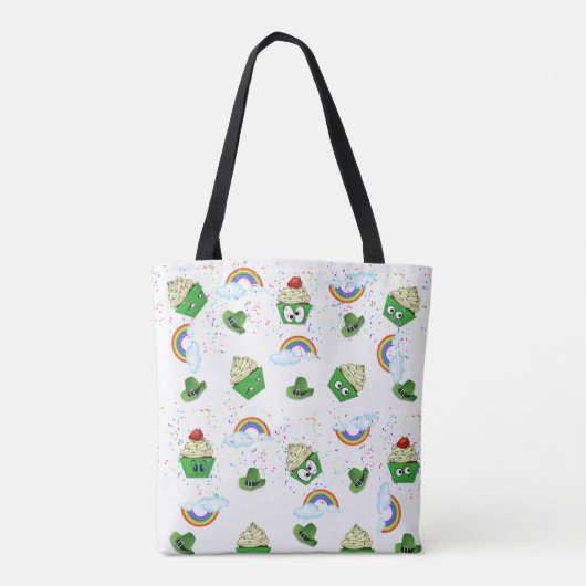 Tote Bag Saint Patrick's Day Rainbow Cupcakes Tasche (Rückseite)
