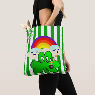 Tote Bag Saint Patrick's Day Regenbogen-Kleeblatt Tasche