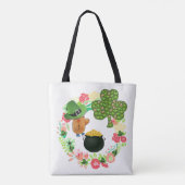 Tote Bag Saint Patrick's Day Teddy Bären Floral Tasche (Rückseite)