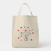 Tote Bag Schirm Liebe rote Herzen Tragetasche (Rückseite)