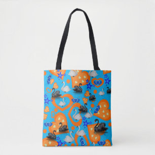 Tote Bag Schwan Orange Herzen Tasche