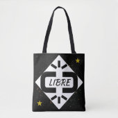 TOTE BAG schwarzes und weißes Design „LIBRE“ Tasche (Vorderseite)