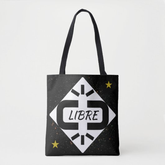 TOTE BAG schwarzes und weißes Design „LIBRE“ Tasche (Vorderseite)