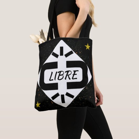 TOTE BAG schwarzes und weißes Design „LIBRE“ Tasche (Von Nahem)